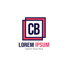 Initial CB logo template with modern frame. Minimalist CB letter logo vector illustration