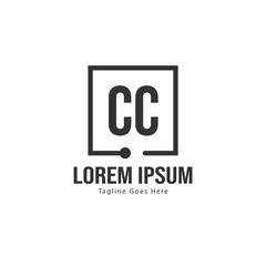 Initial CC logo template with modern frame. Minimalist CC letter logo vector illustration