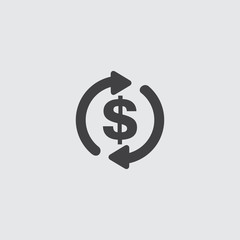 Dollar with arrows icon in a flat design in black color. Vector illustration eps10