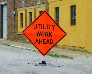 Utility Work Ahead Sign