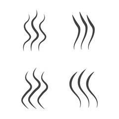 Smell aroma and heat sign set. Stock vector illustration of odor and scent or hot vapor silhouettes by 3 lines isolated on white background.