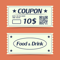 Coupon ticket card. Element template for design. Vector illustration