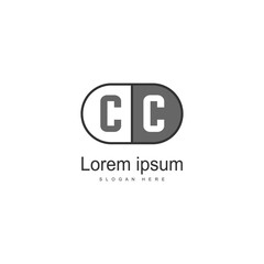 Initial CC logo template with modern frame. Minimalist CC letter logo vector illustration
