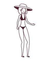 silhouette of woman with swimsuit on white background