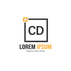 Initial CD logo template with modern frame. Minimalist CD letter logo vector illustration