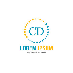 Initial CD logo template with modern frame. Minimalist CD letter logo vector illustration