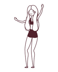 silhouette of woman with swimsuit on white background