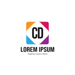 Initial CD logo template with modern frame. Minimalist CD letter logo vector illustration