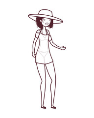 silhouette of woman with swimsuit on white background