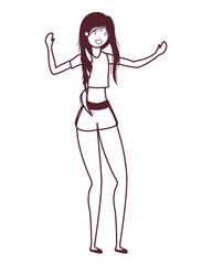 silhouette of woman with swimsuit on white background