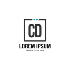 Initial CD logo template with modern frame. Minimalist CD letter logo vector illustration