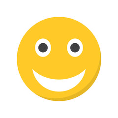 Smiling emoji with open mouth. Vector illustration