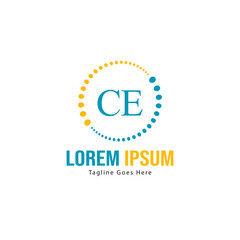 Initial CE logo template with modern frame. Minimalist CE letter logo vector illustration