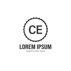 Initial CE logo template with modern frame. Minimalist CE letter logo vector illustration