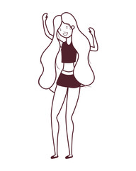 silhouette of woman with swimsuit on white background