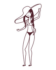 silhouette of woman with swimsuit on white background