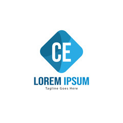 Initial CE logo template with modern frame. Minimalist CE letter logo vector illustration