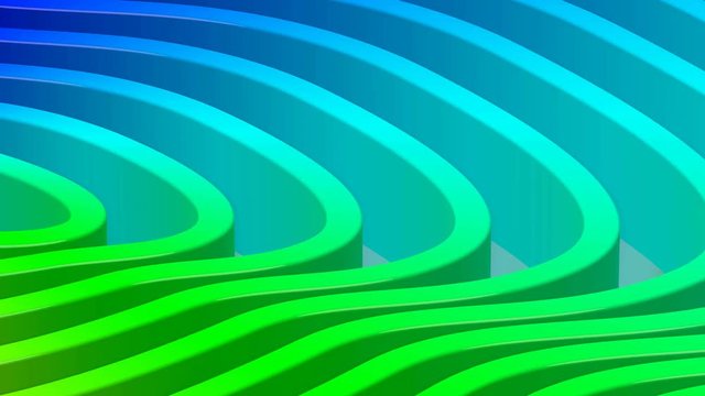 4k 3D digital animation with colorful (rainbow) stripes - irregular round shape