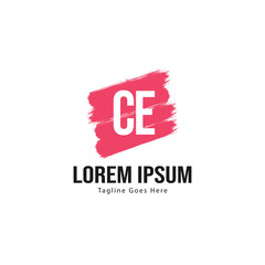 Initial CE logo template with modern frame. Minimalist CE letter logo vector illustration