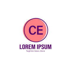 Initial CE logo template with modern frame. Minimalist CE letter logo vector illustration