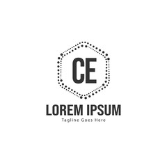 Fototapeta premium Initial CE logo template with modern frame. Minimalist CE letter logo vector illustration