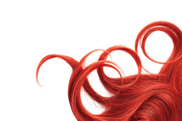 Curly red hair isolated on white background. Circle shape