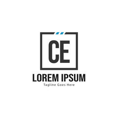 Obraz premium Initial CE logo template with modern frame. Minimalist CE letter logo vector illustration