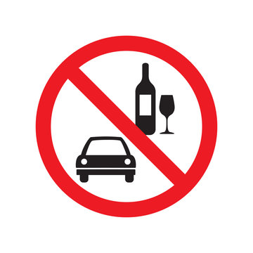 No drink and drive vector sign isolated on white background