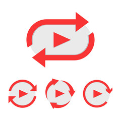 Set of video play button like simple replay icon