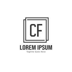 Initial CF logo template with modern frame. Minimalist CF letter logo vector illustration