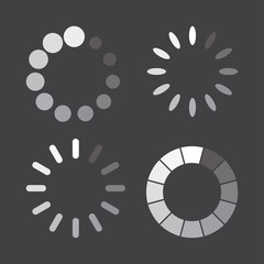 Fototapeta na wymiar Set of loading icons in a flat design. Vector illustration