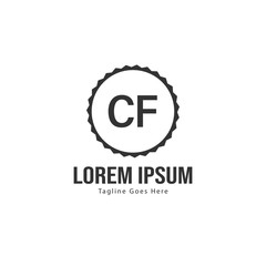 Initial CF logo template with modern frame. Minimalist CF letter logo vector illustration