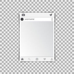 Photo frame on a transparent background. Vector illustration