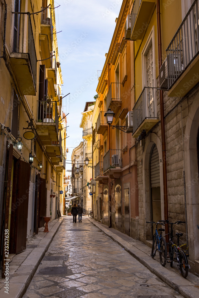 Canvas Prints Typical picturesque narrow street in the Old Town of Bari, Puglia region, Southern Italy.