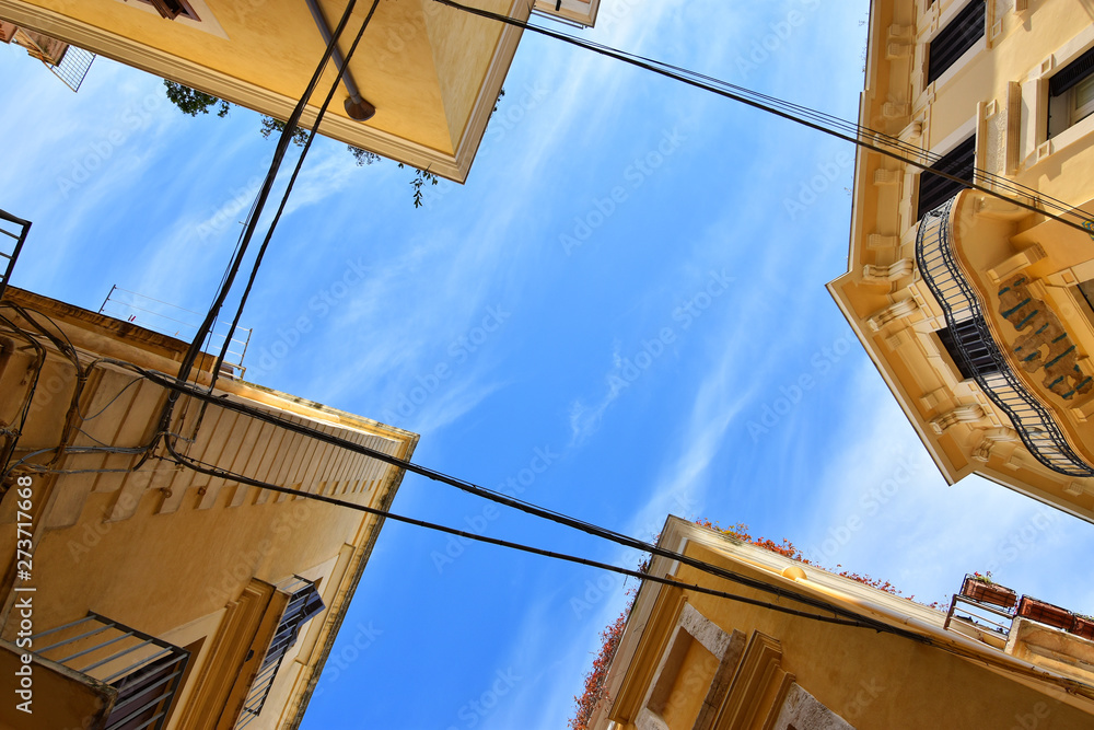 Sticker Building architecture and amazing perspective in the Old Town of Bari, Italy