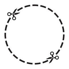 Fototapeta premium Illustration of a cut out coupon round shape with scissors vector