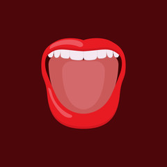 Woman open mouth with teeth and tongue