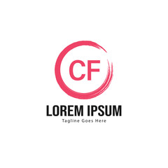 Initial CF logo template with modern frame. Minimalist CF letter logo vector illustration