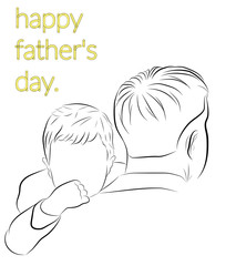 the boy lies on the shoulder of his father. happy father's day. vector illustration.