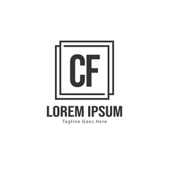 Initial CF logo template with modern frame. Minimalist CF letter logo vector illustration