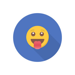 Smile icon in a flat design with long shadow for social media