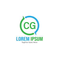 Initial CG logo template with modern frame. Minimalist CG letter logo vector illustration