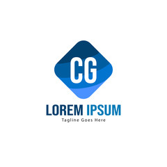 Initial CG logo template with modern frame. Minimalist CG letter logo vector illustration
