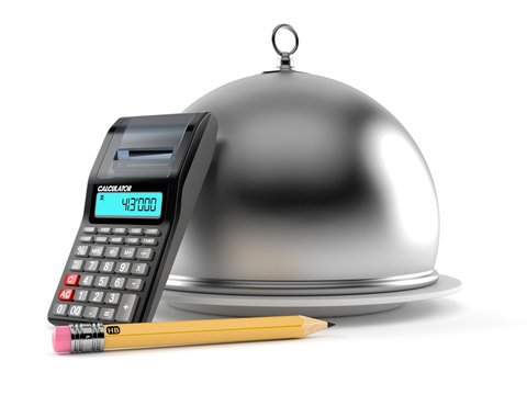Catering dome with calculator and pencil