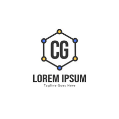 Initial CG logo template with modern frame. Minimalist CG letter logo vector illustration