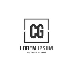 Initial CG logo template with modern frame. Minimalist CG letter logo vector illustration