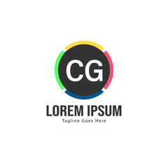 Initial CG logo template with modern frame. Minimalist CG letter logo vector illustration