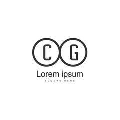 Initial CG logo template with modern frame. Minimalist CG letter logo vector illustration
