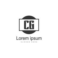 Initial CG logo template with modern frame. Minimalist CG letter logo vector illustration