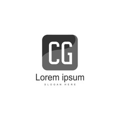 Initial CG logo template with modern frame. Minimalist CG letter logo vector illustration